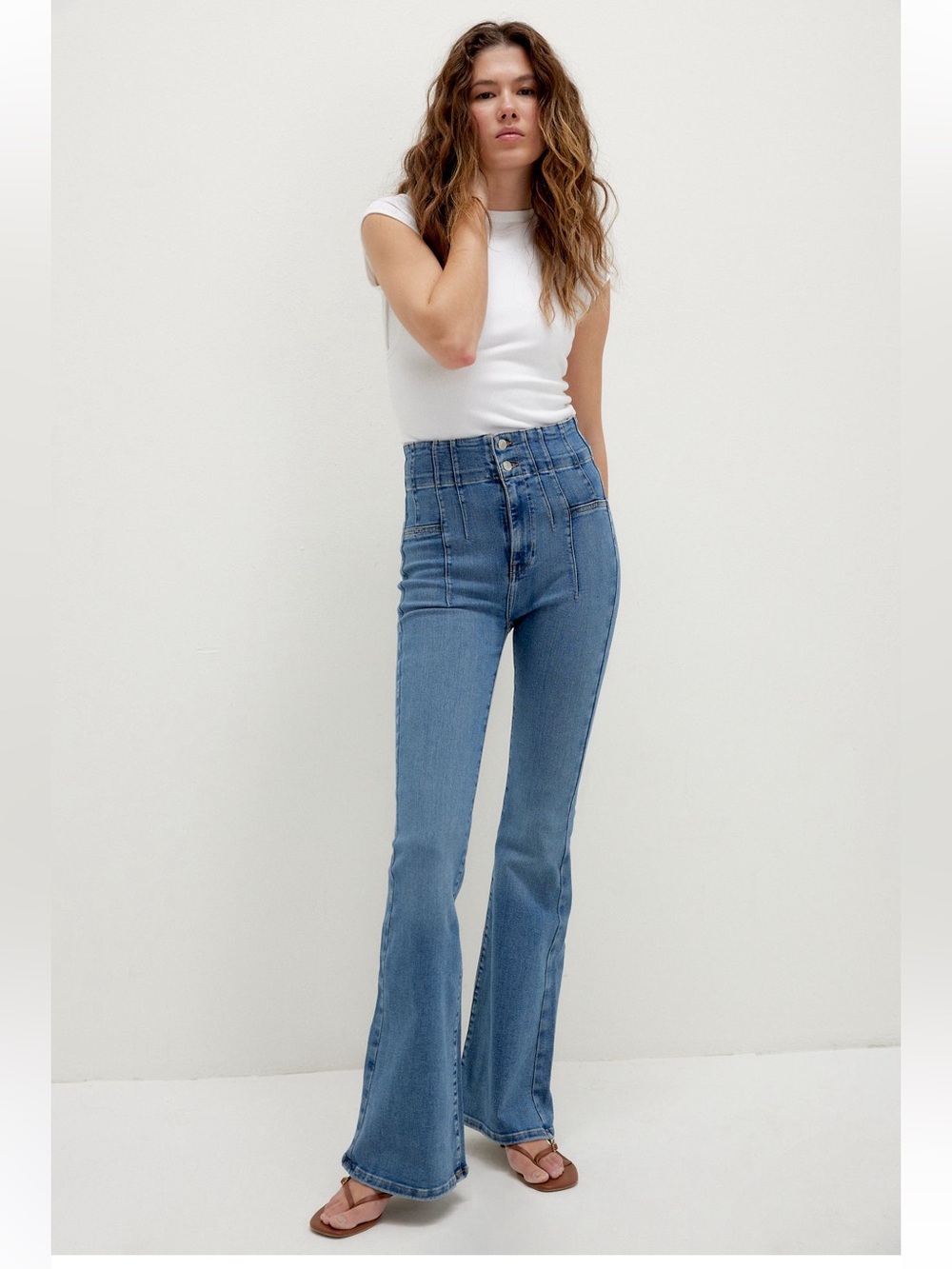 We the Free Jayde High Rise Flare Jeans 24 Stretch 70s Hippie Boho Retro